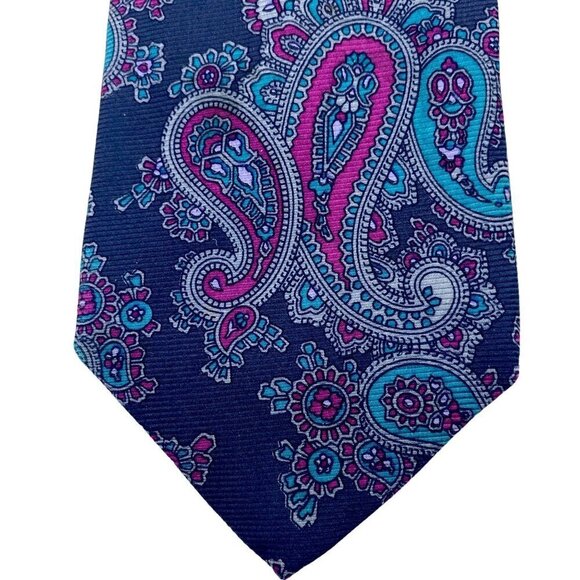 BRIAR American Editions Mens Necktie Luxury Silk Tie Blue Purple Paisley Vintage - Picture 3 of 8
